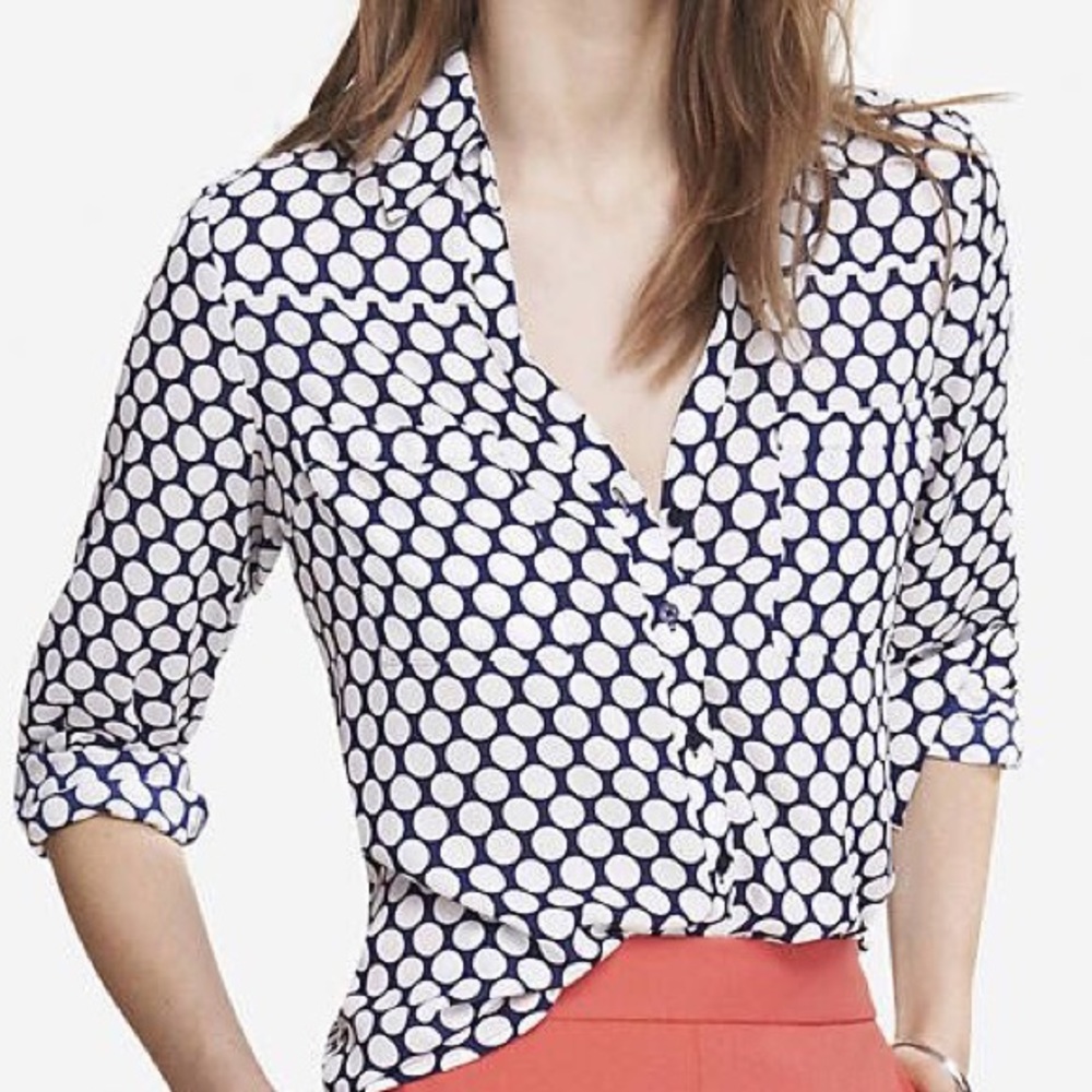 Express Long Sleeve Portofino - Blue White Size M